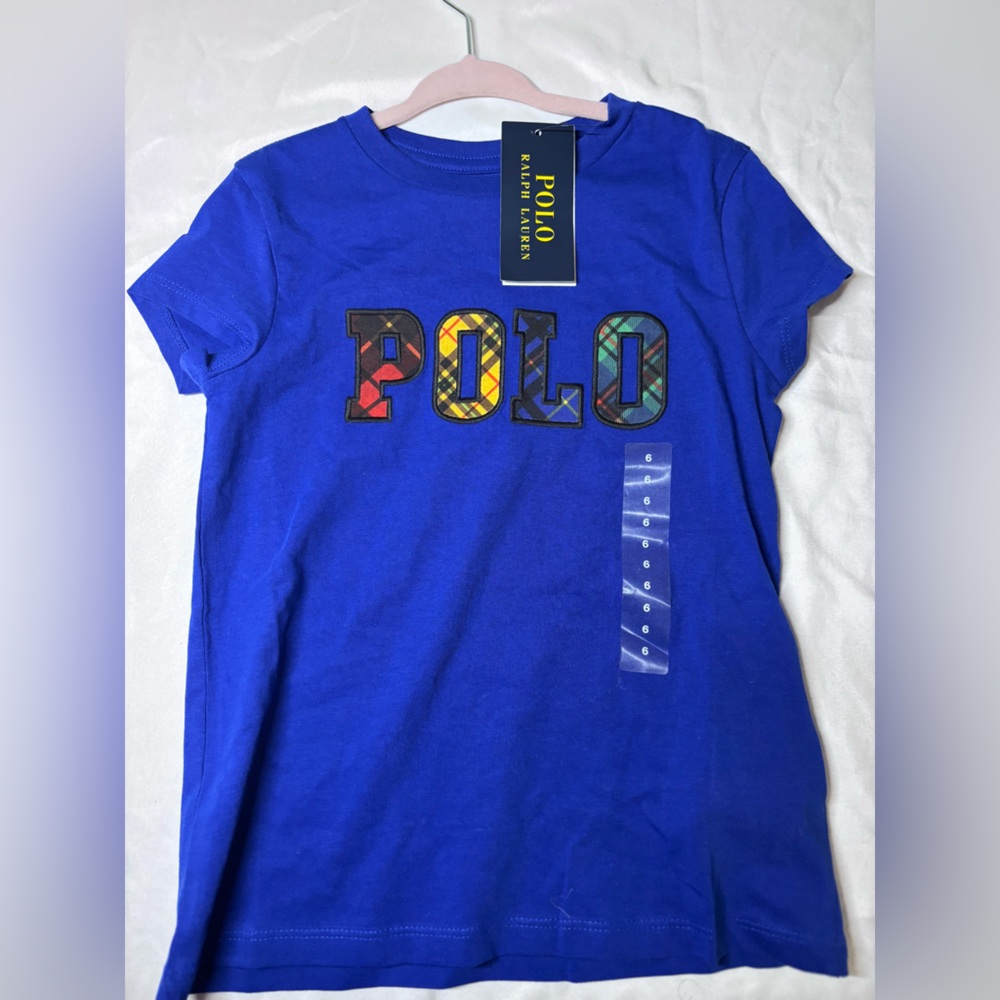 Polo by Ralph Lauren Blue T-Shirt with Multicolor Logo